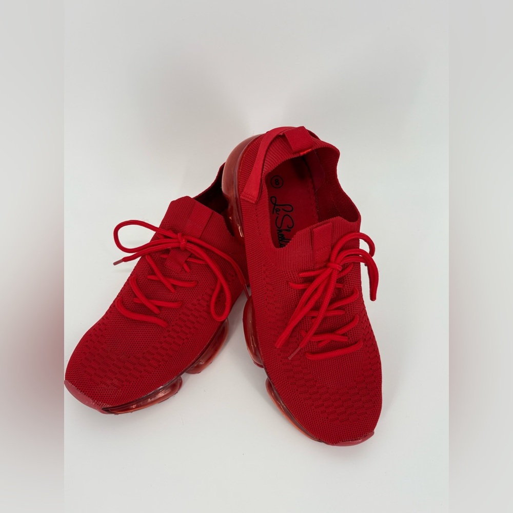 LA SHEELAH Sneakers Red Knit - Lightweight Comfort Women’s 8